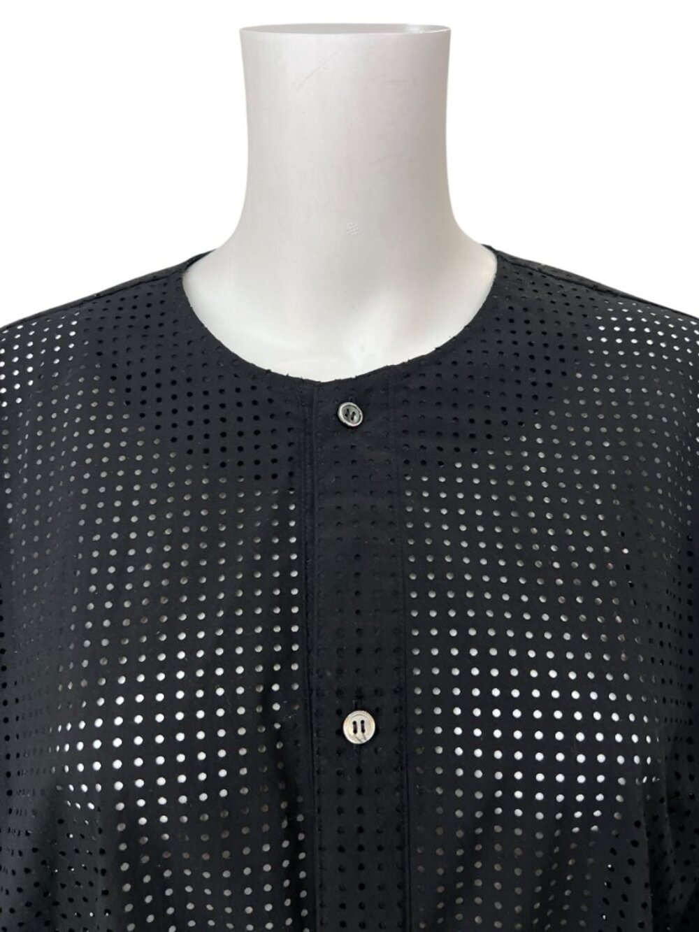 $1936 Junya Watanabe Black Perforated Faux Pearl Embellished Shirt size Medium - Picture 4 of 11